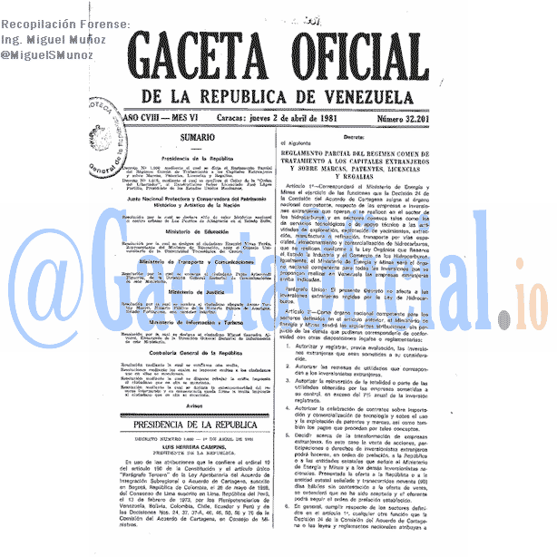 Gaceta Oficial 32201 del 2 Abril 1981