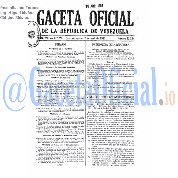 Gaceta Oficial 32204 del 7 Abril 1981