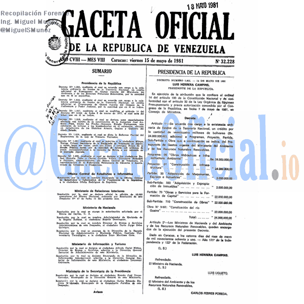 Gaceta Oficial 32228 del 15 Mayo 1981