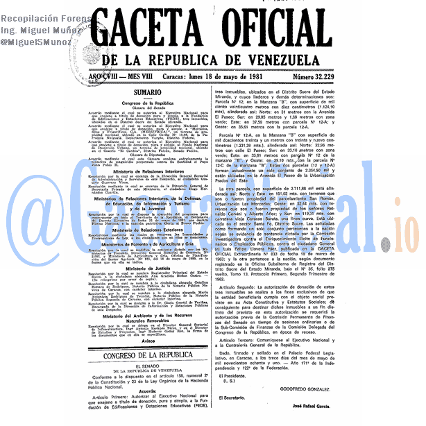 Gaceta Oficial 32229 del 18 Mayo 1981