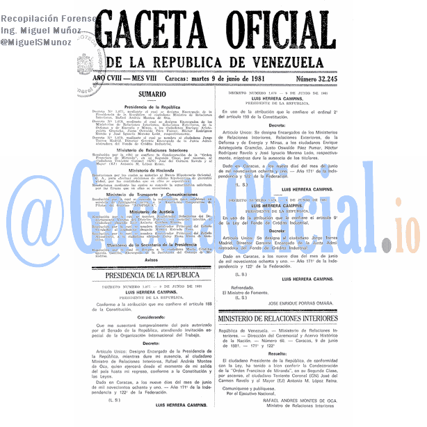 Gaceta Oficial 32245 del 9 Junio 1981