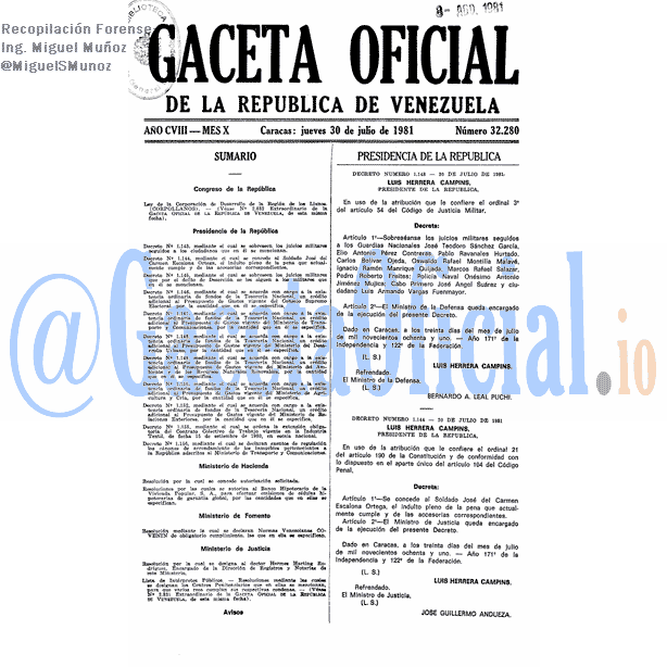 Gaceta Oficial 32280 del 30 Julio 1981