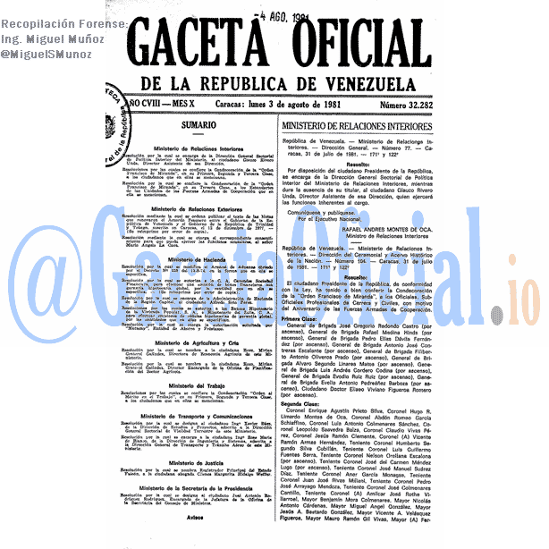 Gaceta Oficial 32282 del 3 Agosto 1981