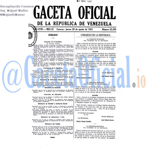 Gaceta Oficial 32295 del 20 Agosto 1981