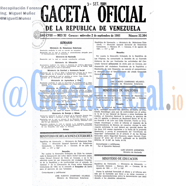 Gaceta Oficial 32304 del 2 Septiembre 1981