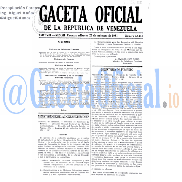 Gaceta Oficial 32318 del 23 Septiembre 1981