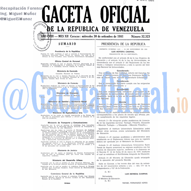 Gaceta Oficial 32323 del 30 Septiembre 1981