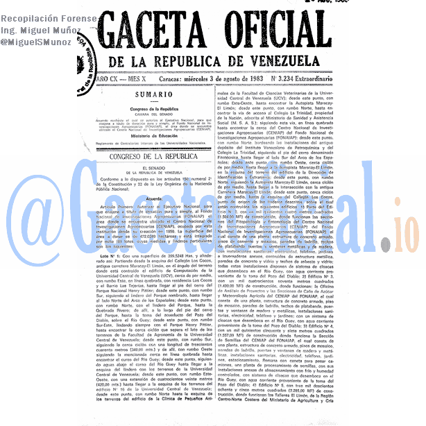 Gaceta Oficial 3234 del 3 Agosto 1983