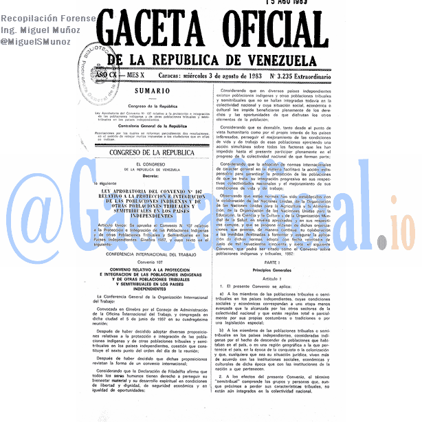 Gaceta Oficial 3235 del 3 Agosto 1983