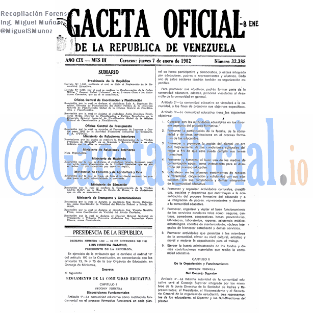 Gaceta Oficial 32388 del 7 Enero 1982