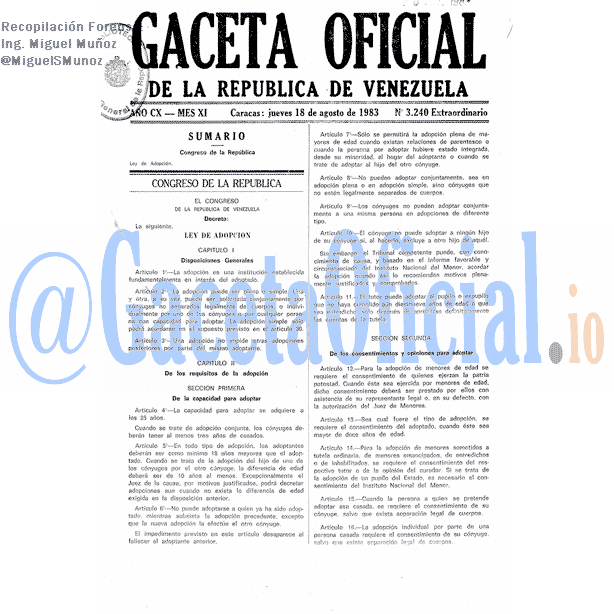 Gaceta Oficial 3240 del 18 Agosto 1983