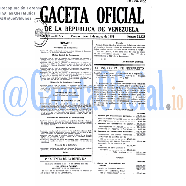 Gaceta Oficial 32428 del 8 Marzo 1982