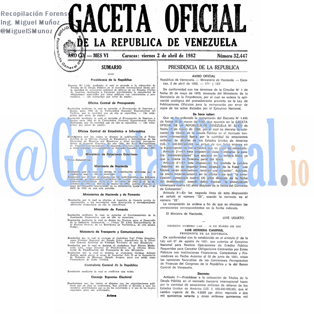 Gaceta Oficial 32447 del 2 Abril 1982