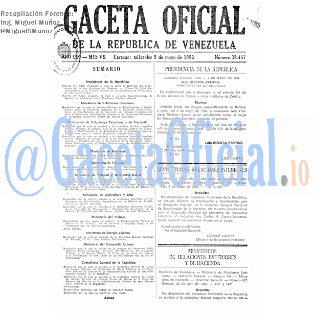 Gaceta Oficial 32467 del 5 Mayo 1982