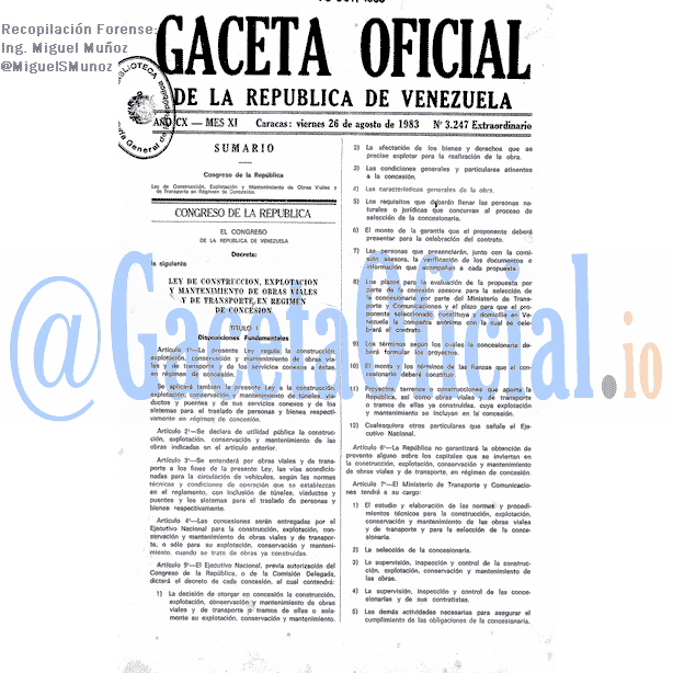 Gaceta Oficial 3247 del 26 Agosto 1983