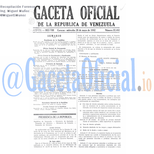 Gaceta Oficial 32482 del 26 Mayo 1982