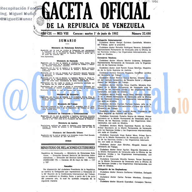 Gaceta Oficial 32486 del 1 Junio 1982
