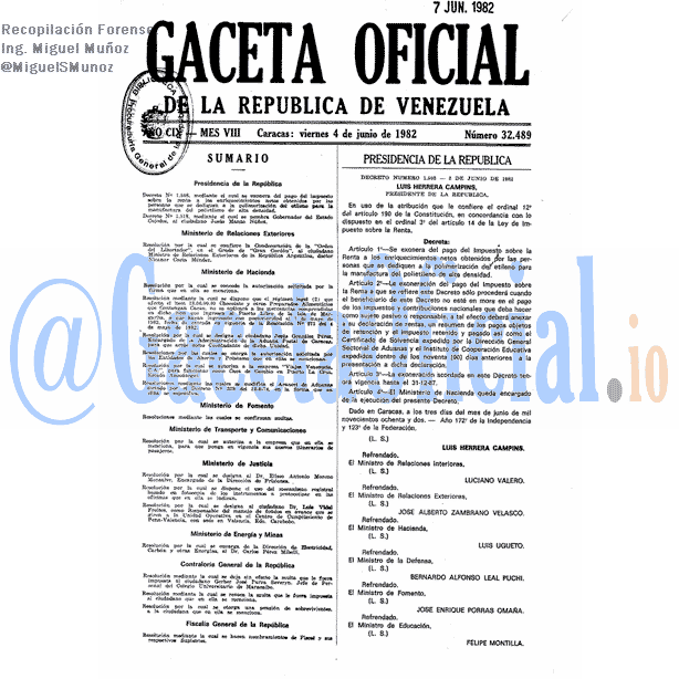 Gaceta Oficial 32489 del 4 Junio 1982