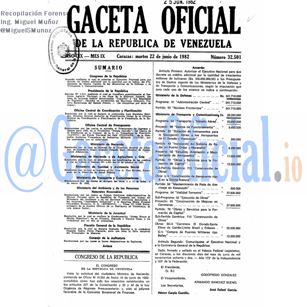 Gaceta Oficial 32501 del 22 Junio 1982