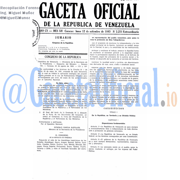 Gaceta Oficial 3251 del 12 Septiembre 1983