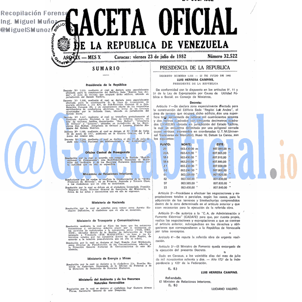 Gaceta Oficial 32522 del 23 Julio 1982