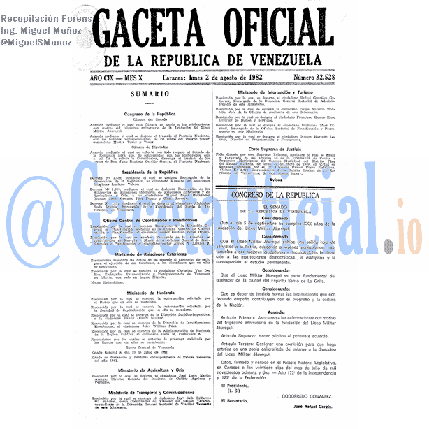Gaceta Oficial 32528 del 2 Agosto 1982