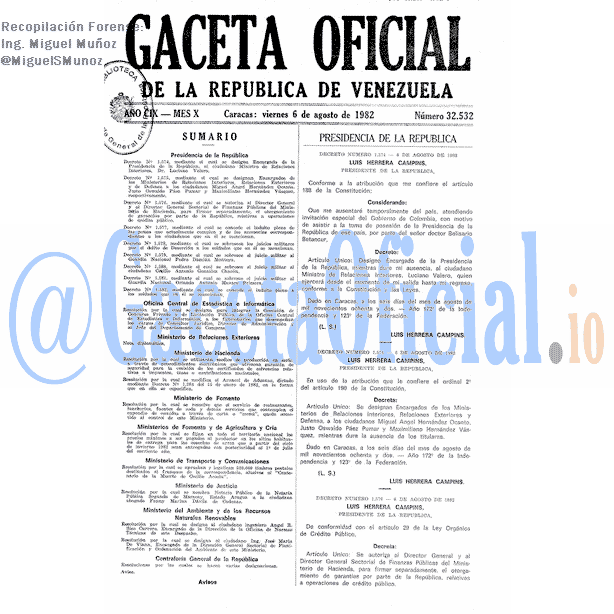 Gaceta Oficial 32532 del 6 Agosto 1982