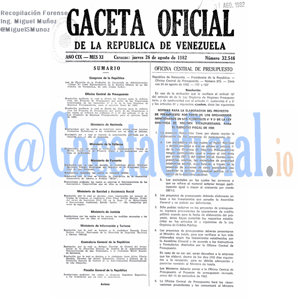 Gaceta Oficial 32546 del 26 Marzo 1982