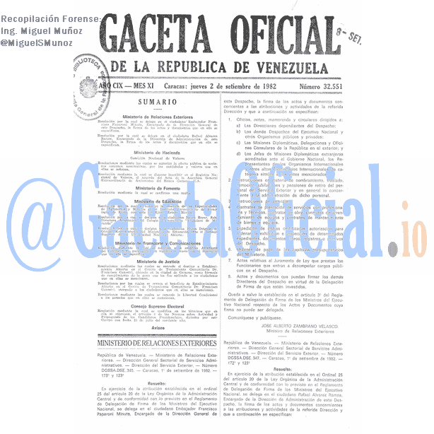 Gaceta Oficial 32551 del 2 Septiembre 1982