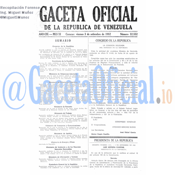Gaceta Oficial 32552 del 3 Septiembre 1982
