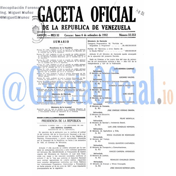 Gaceta Oficial 32553 del 6 Septiembre 1982