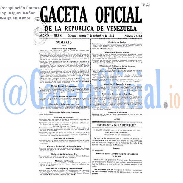 Gaceta Oficial 32554 del 7 Septiembre 1982