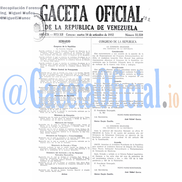 Gaceta Oficial 32559 del 14 Septiembre 1982