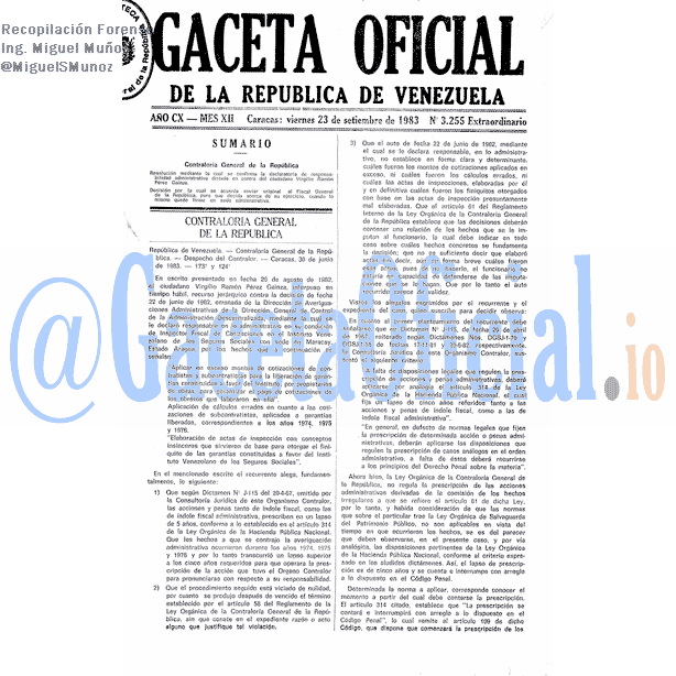 Gaceta Oficial 3255 del 23 Septiembre 1983