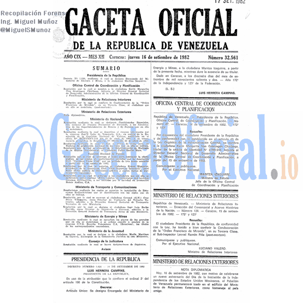 Gaceta Oficial 32561 del 16 Septiembre 1982