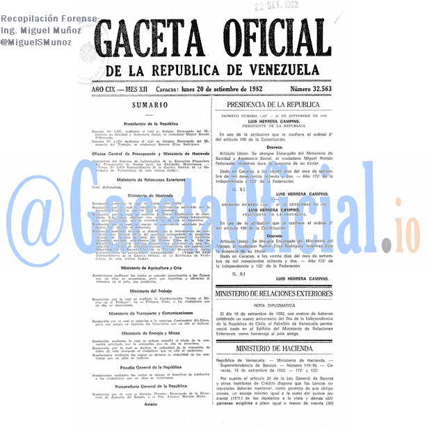 Gaceta Oficial 32563 del 20 Septiembre 1982