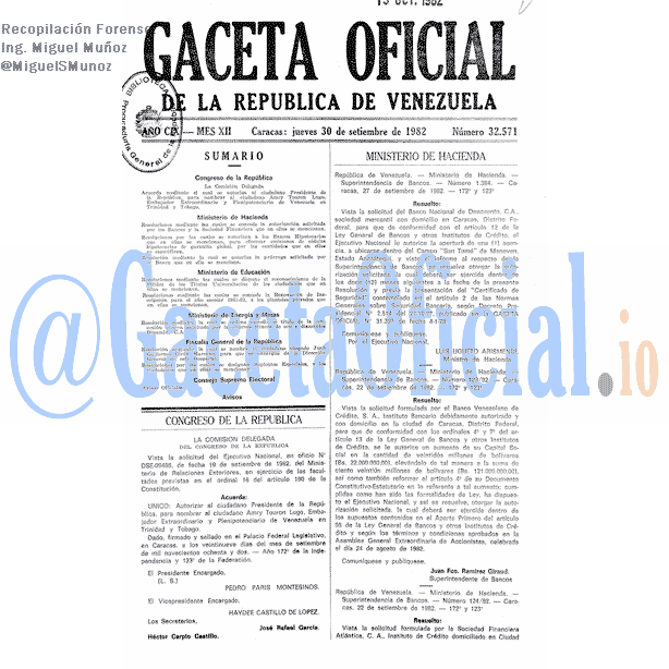Gaceta Oficial 32571 del 30 Septiembre 1982