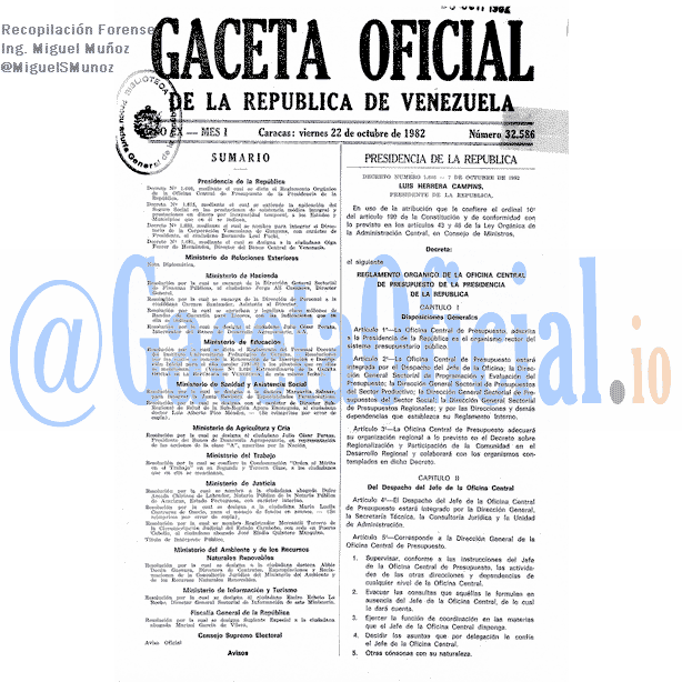 Gaceta Oficial 32586 del 22 Octubre 1982