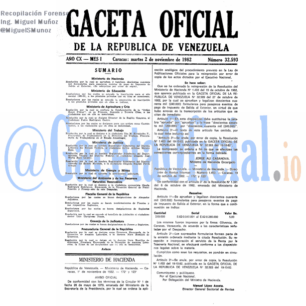 Gaceta Oficial 32593 del 2 Noviembre 1982