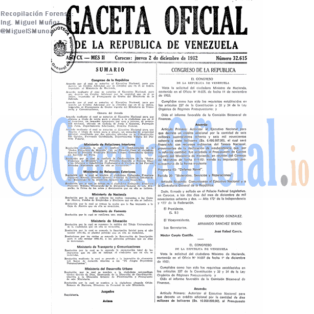 Gaceta Oficial 32615 del 2 Diciembre 1982