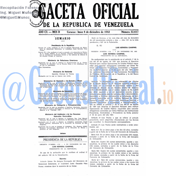 Gaceta Oficial 32617 del 6 Diciembre 1982