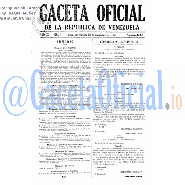 Gaceta Oficial 32621 del 10 Diciembre 1982