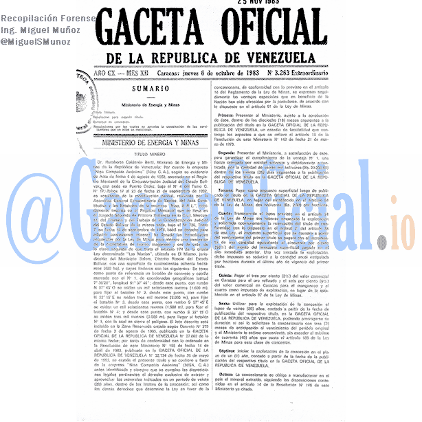 Gaceta Oficial 3263 del 6 Octubre 1983