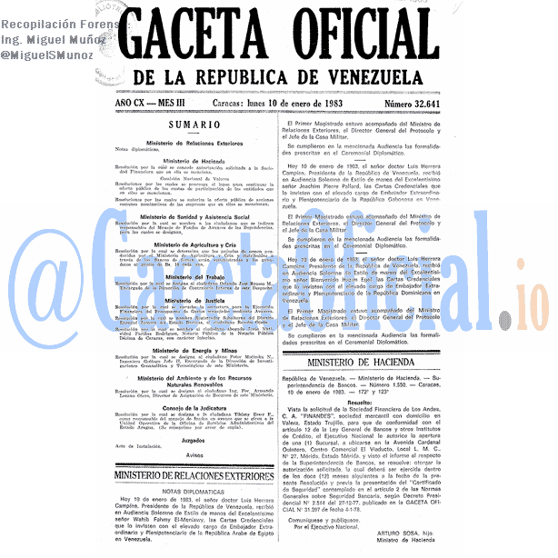 Gaceta Oficial 32641 del 10 Enero 1983