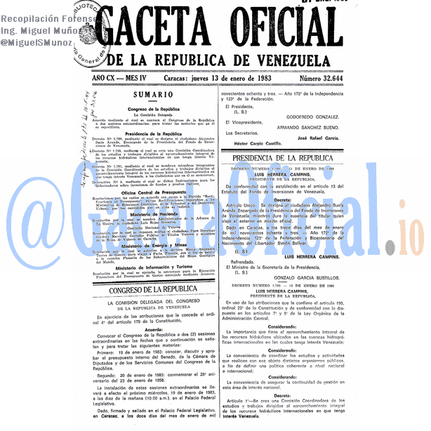 Gaceta Oficial 32644 del 13 Enero 1983
