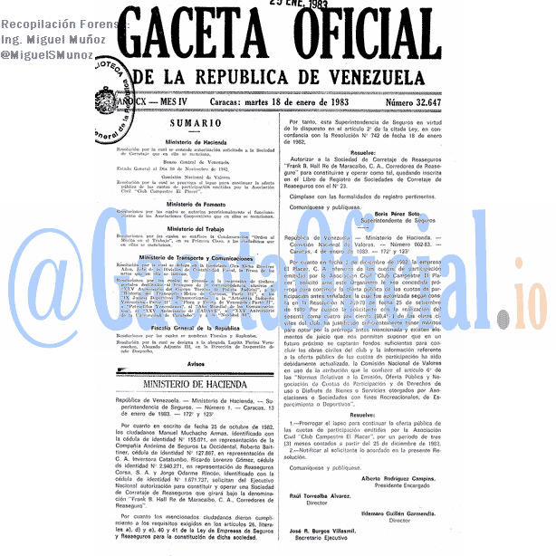 Gaceta Oficial 32647 del 18 Enero 1983