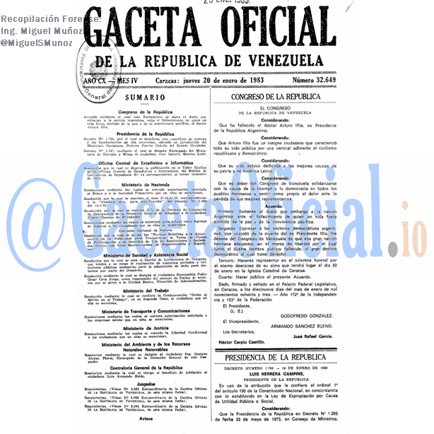 Gaceta Oficial 32649 del 20 Enero 1983