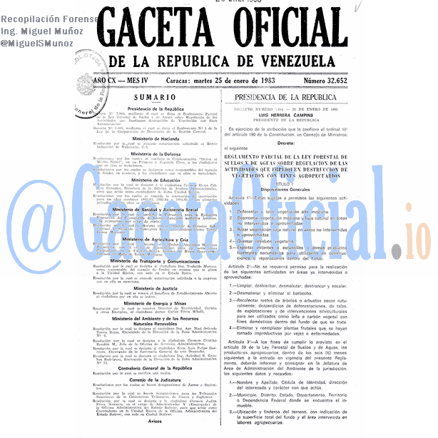 Gaceta Oficial 32652 del 25 Enero 1983