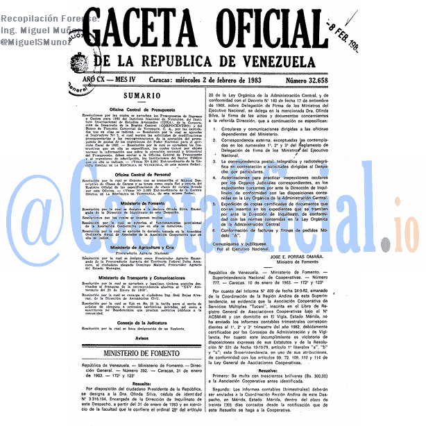 Gaceta Oficial 32658 del 2 Febrero 1983