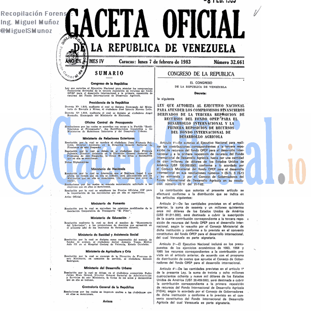 Gaceta Oficial 32661 del 7 Febrero 1983